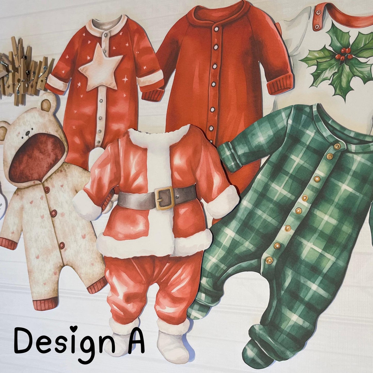 Christmas Baby Shower Bunting – Red & Green Baby Clothes Garland
