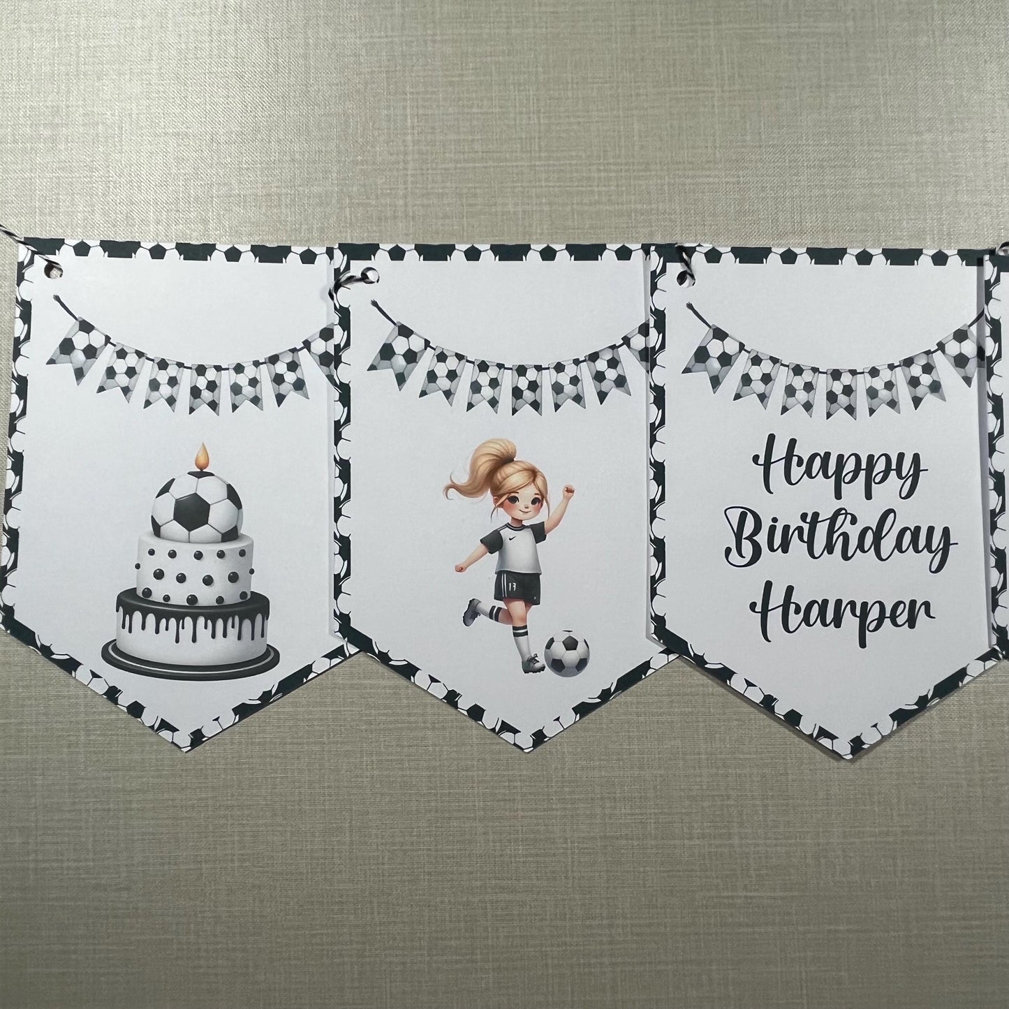 Football Themed Personalised Birthday Garland – Name & Player Party Bunting