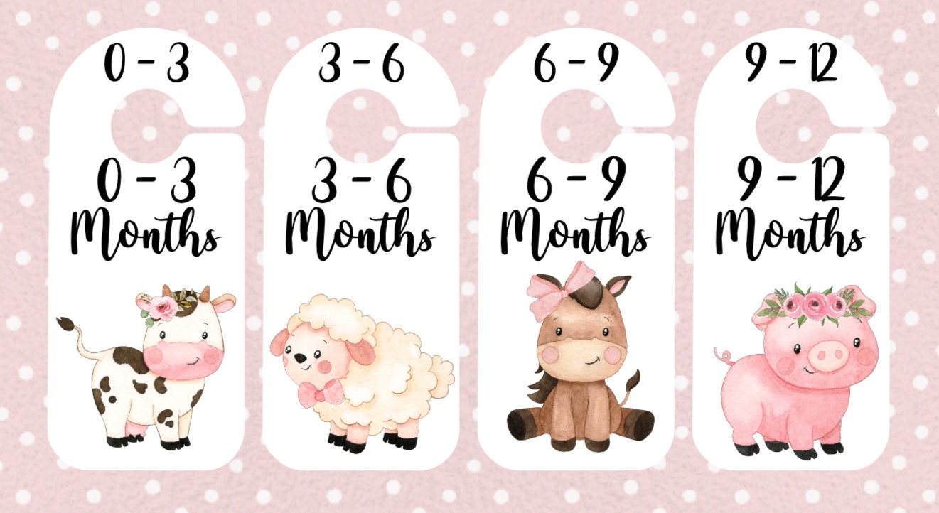 Farm Yard Animal Baby Clothes Age Dividers – Nursery Wardrobe Organisers