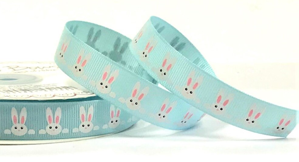Cute Easter Bunny Ribbon by Bertie’s Bows – Grosgrain Ribbon for Crafts & Easter Decorations