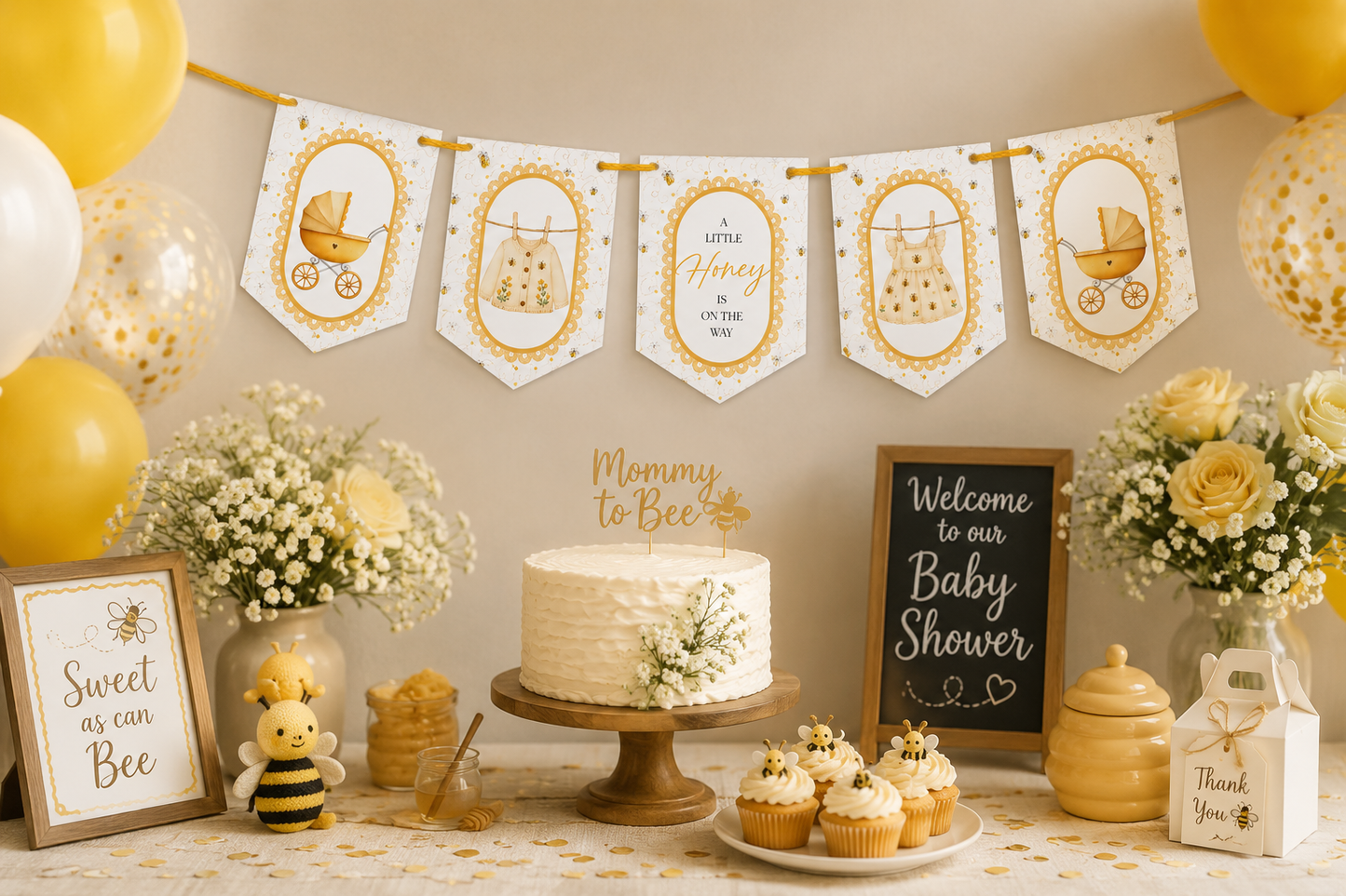 Little Honey Bee Baby Shower Bunting Bee Baby Shower Decorations Gender Neutral Party Banner
