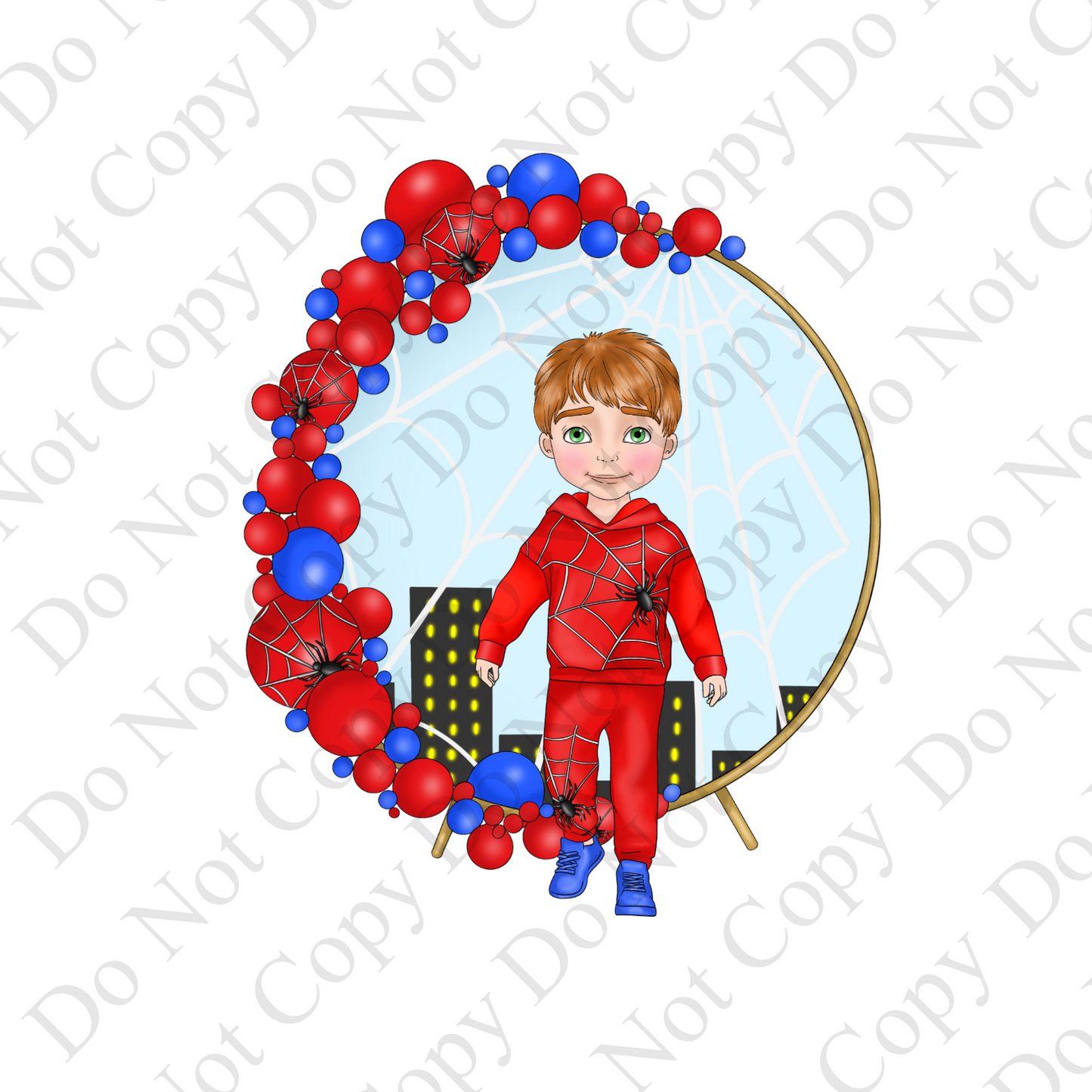 Personalised Superhero Birthday Bunting – Red & Blue Spider Web | Custom Name & Age