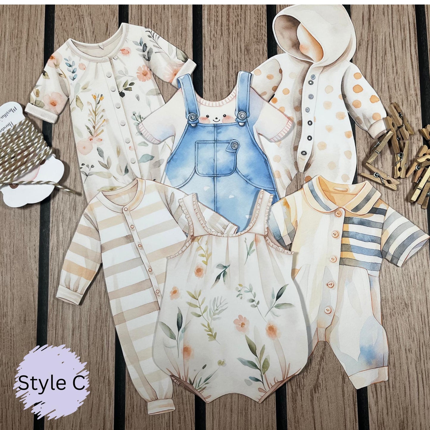 Pastel Baby Shower Bunting – Washing Line Style Baby Clothes Garland