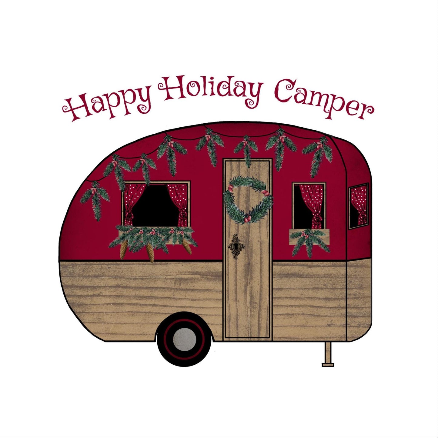 Vintage Caravan Christmas Card: Happy Holidays Camper Theme
