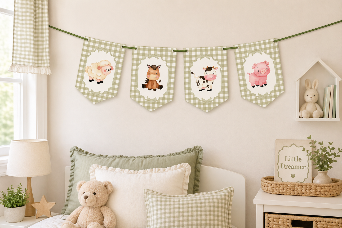 Personalised Farmyard Birthday Bunting – Farm Animal Name & Age Banner