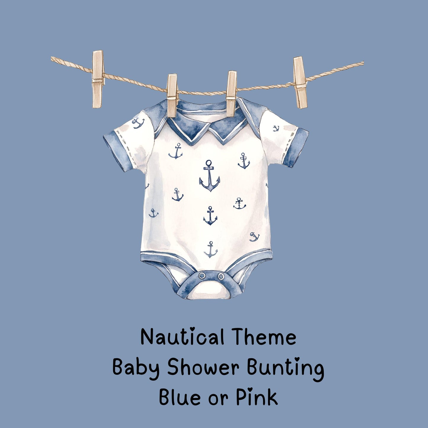 Nautical Baby Shower Bunting – Blue or Pink Baby Clothes Garland