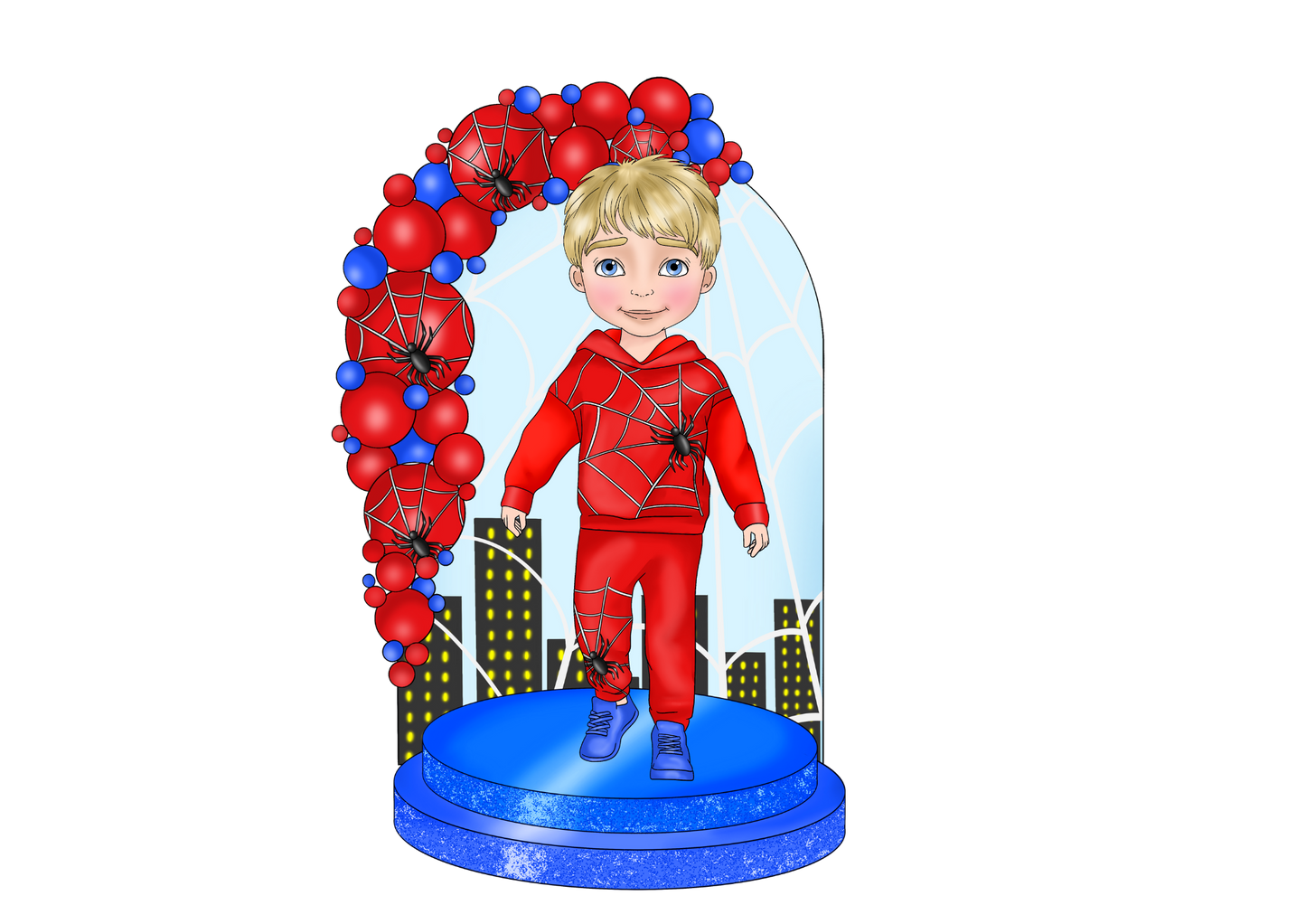 Personalised Superhero Birthday Bunting – Red & Blue Spider Web | Custom Name & Age