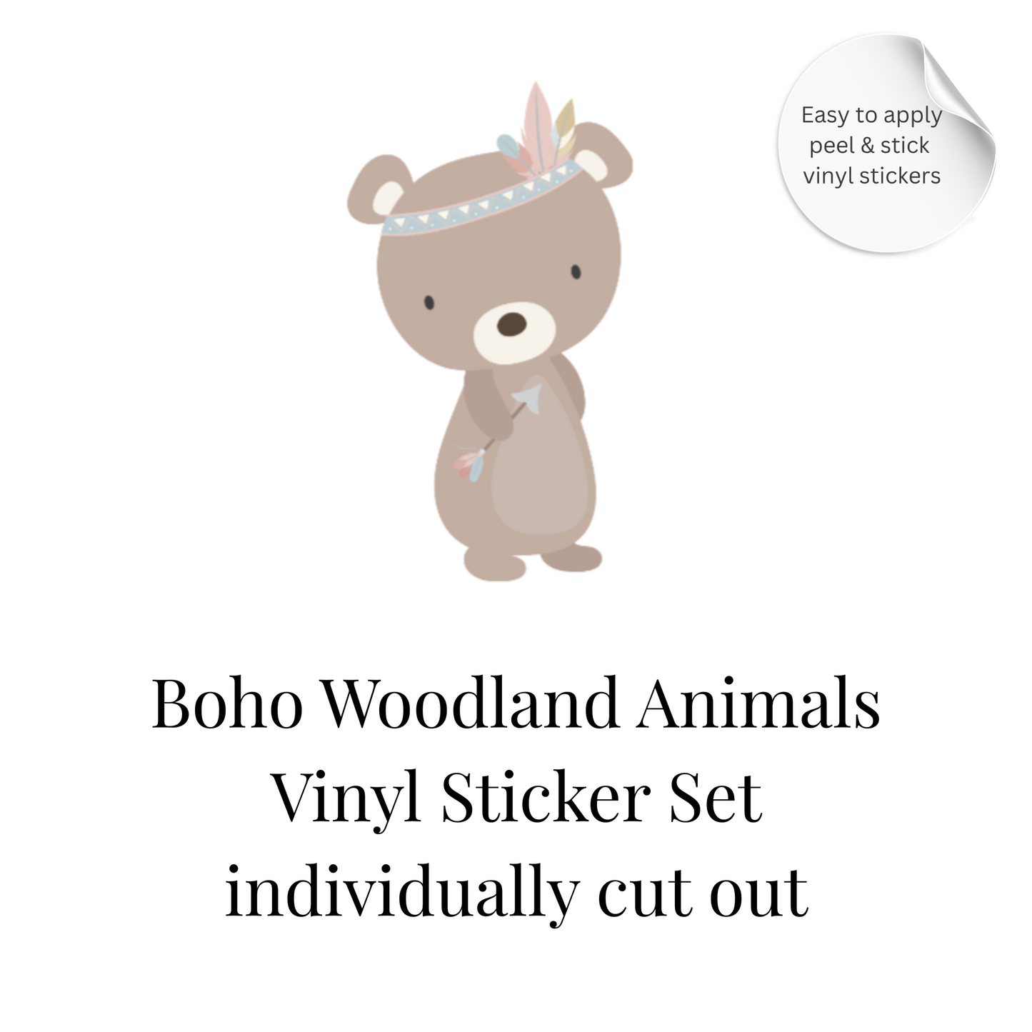 Boho Woodland Animal Vinyl Sticker Set – Nursery Wall & Furniture Stickers