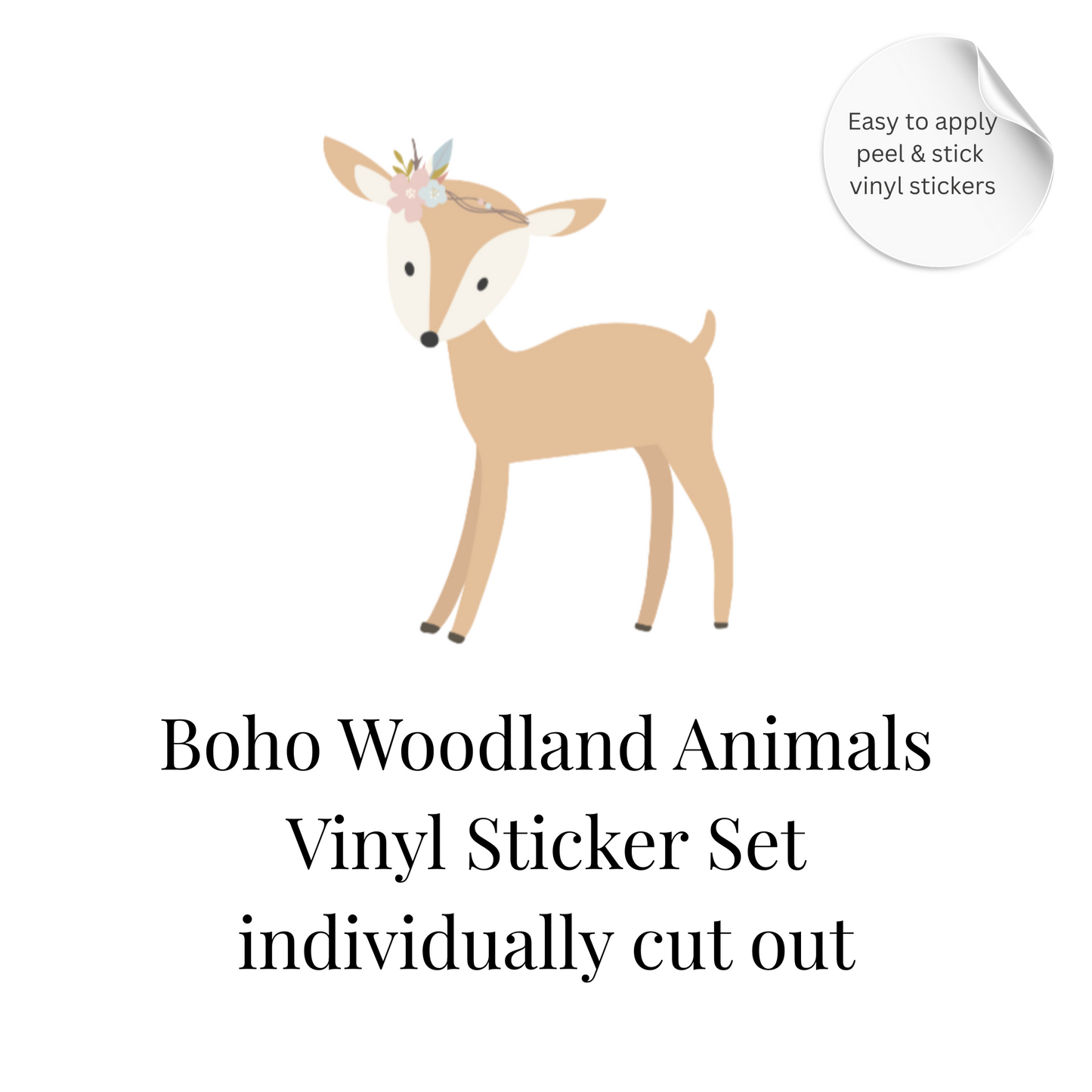 Boho Woodland Animal Vinyl Sticker Set – Nursery Wall & Furniture Stickers