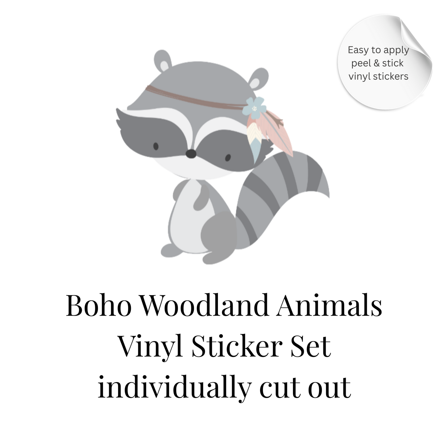 Boho Woodland Animal Vinyl Sticker Set – Nursery Wall & Furniture Stickers
