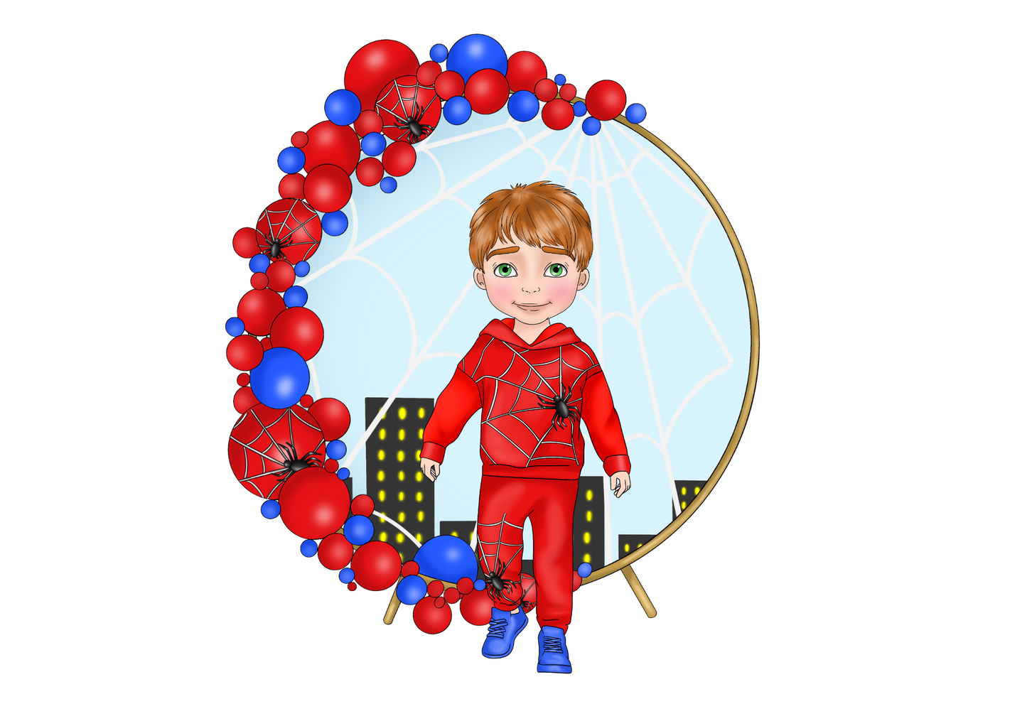 Personalised Superhero Birthday Bunting – Red & Blue Spider Web | Custom Name & Age