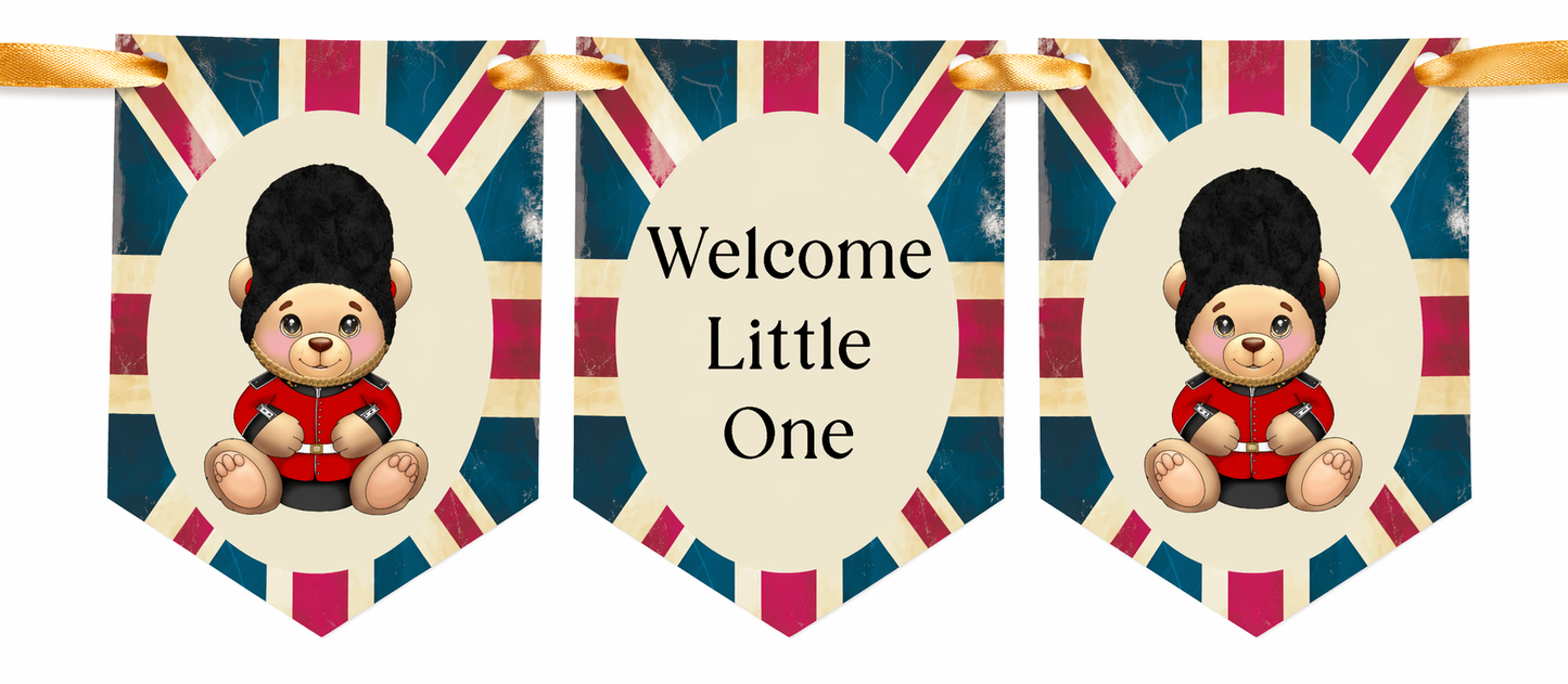 London Royal Guard Baby Shower Bunting – Teddy Bear British Banner