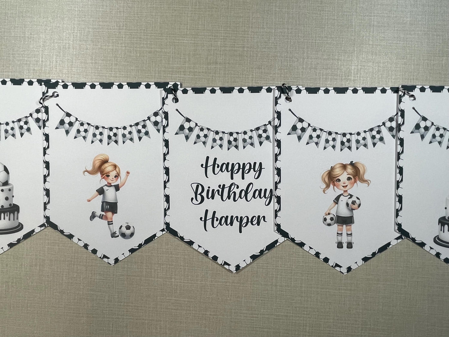 Football Themed Personalised Birthday Garland – Name & Player Party Bunting