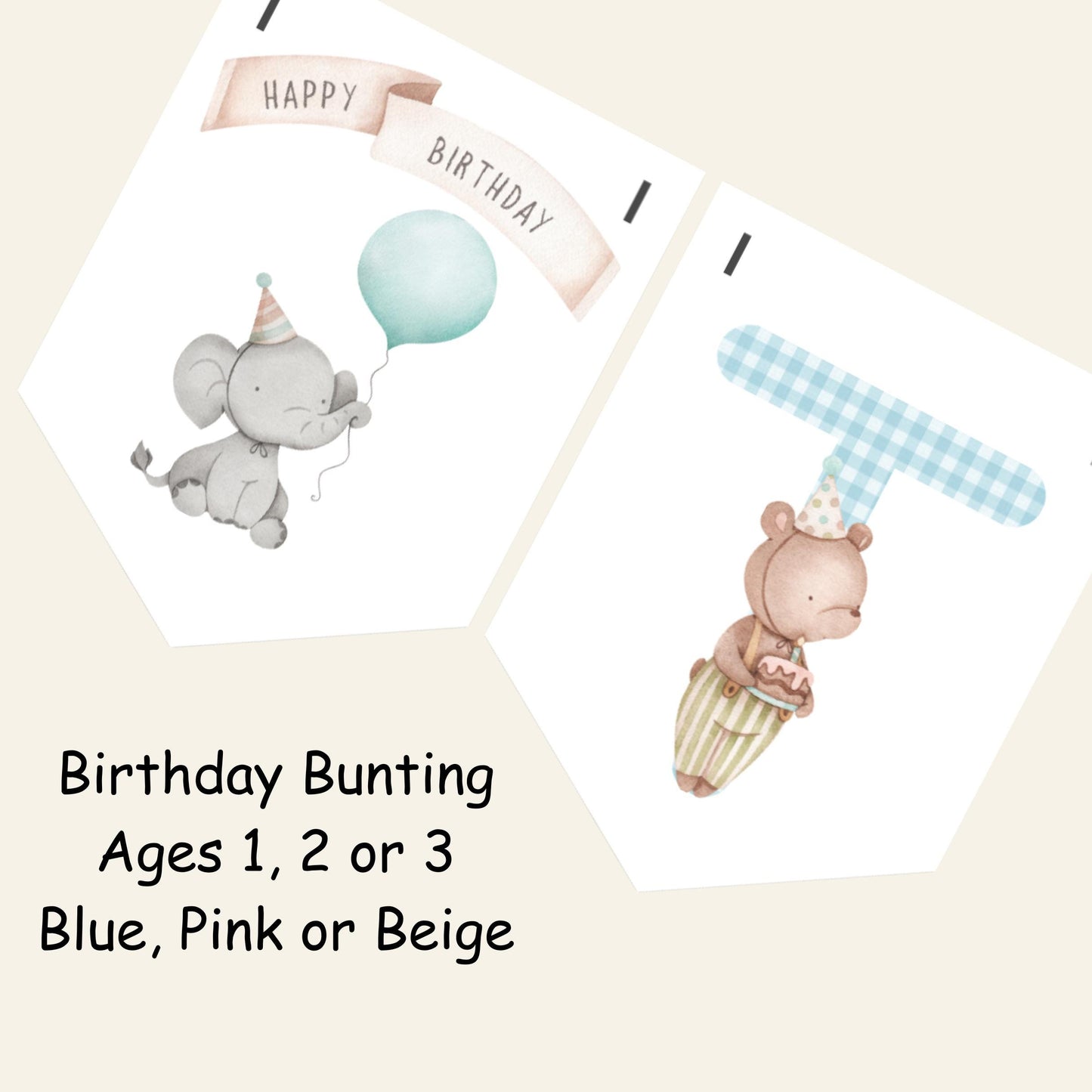 Birthday Animals Bunting  Children’s Birthday Garland (Ages 1–3)