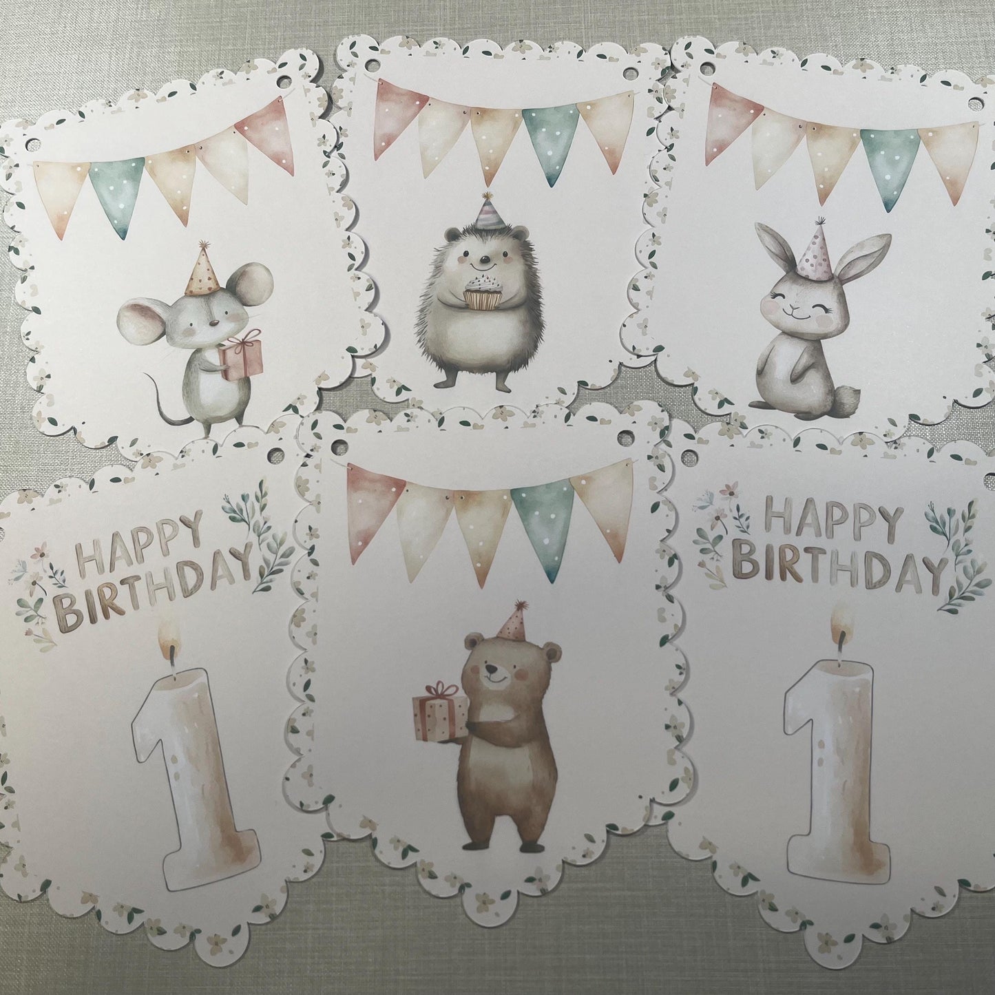Happy Birthday Boho Woodland Animal Bunting – Woodland Party Banner