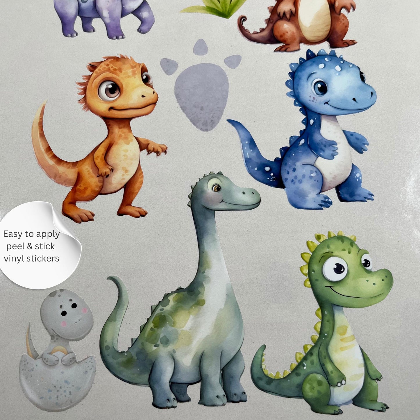 Dinosaur Vinyl Wall Stickers Set – Nursery & Bedroom Décor – Matt or Glossy Finish