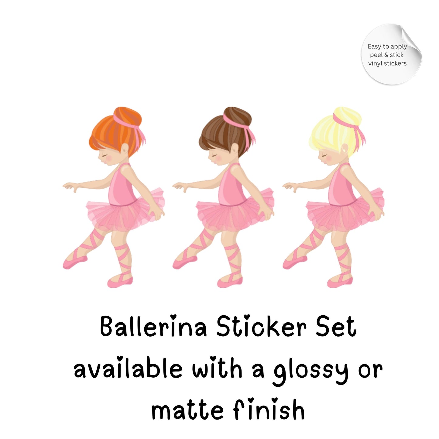 Ballerina Vinyl Wall Stickers – Ballet Dancer Décor for Girls – Set of 12
