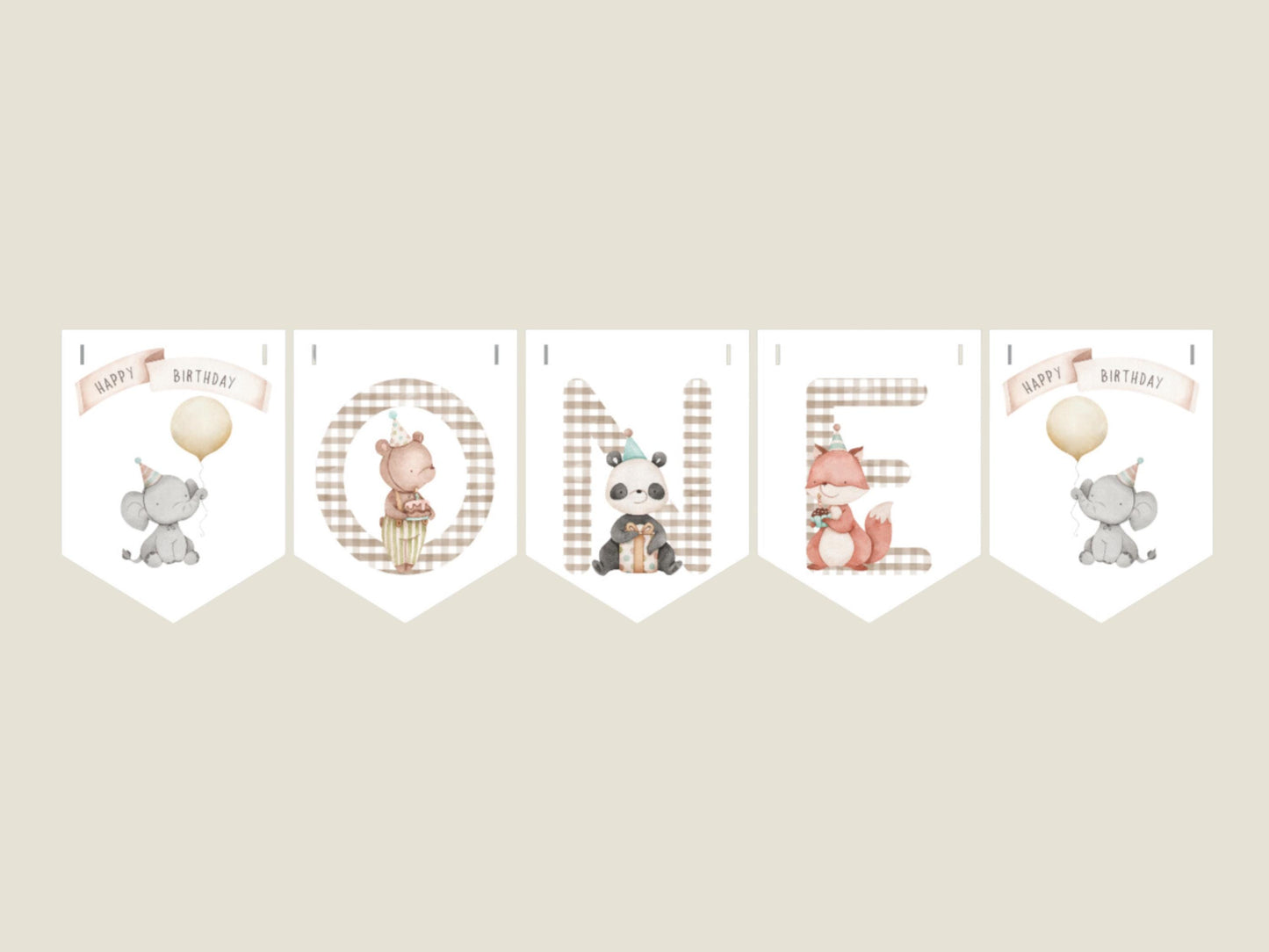 Birthday Animals Bunting  Children’s Birthday Garland (Ages 1–3)