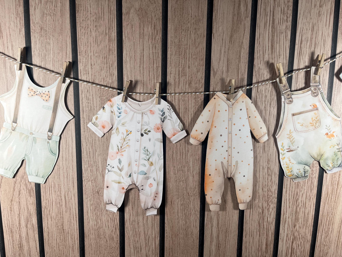 Pastel Baby Shower Bunting – Washing Line Style Baby Clothes Garland