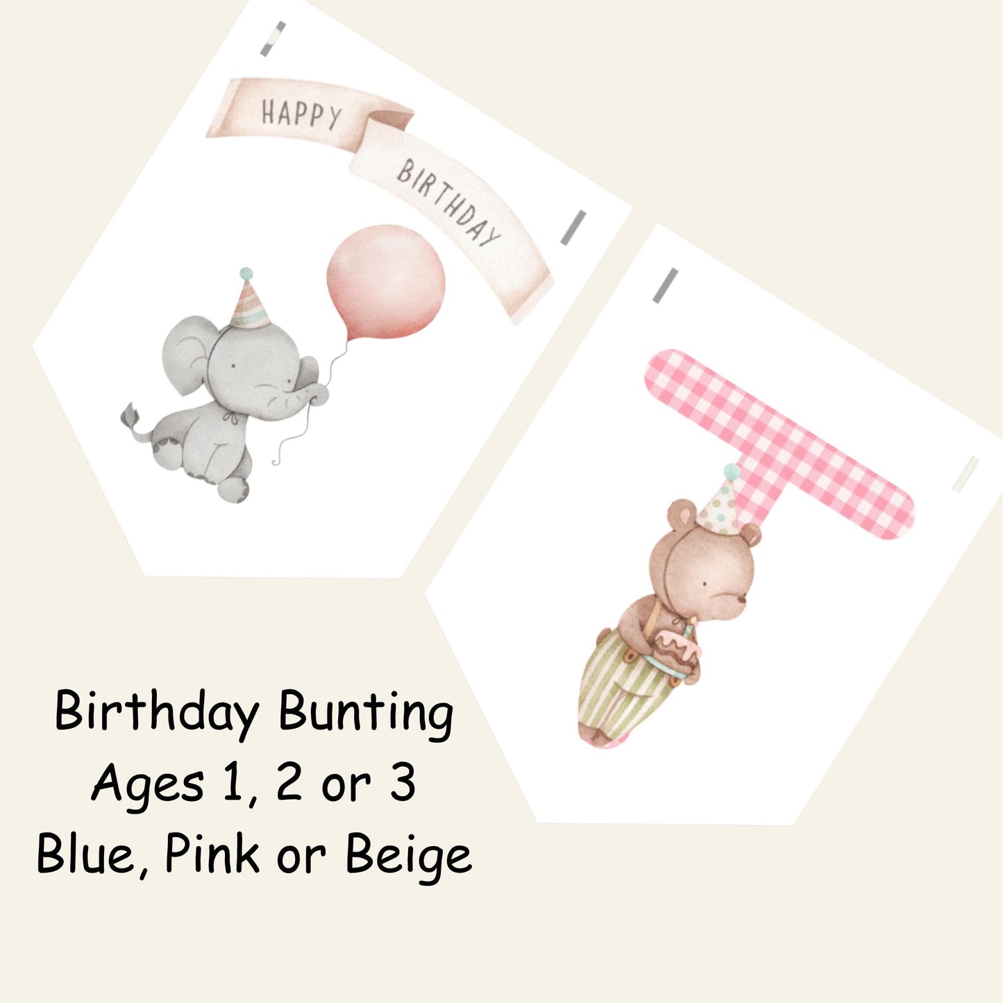 Birthday Animals Bunting  Children’s Birthday Garland (Ages 1–3)