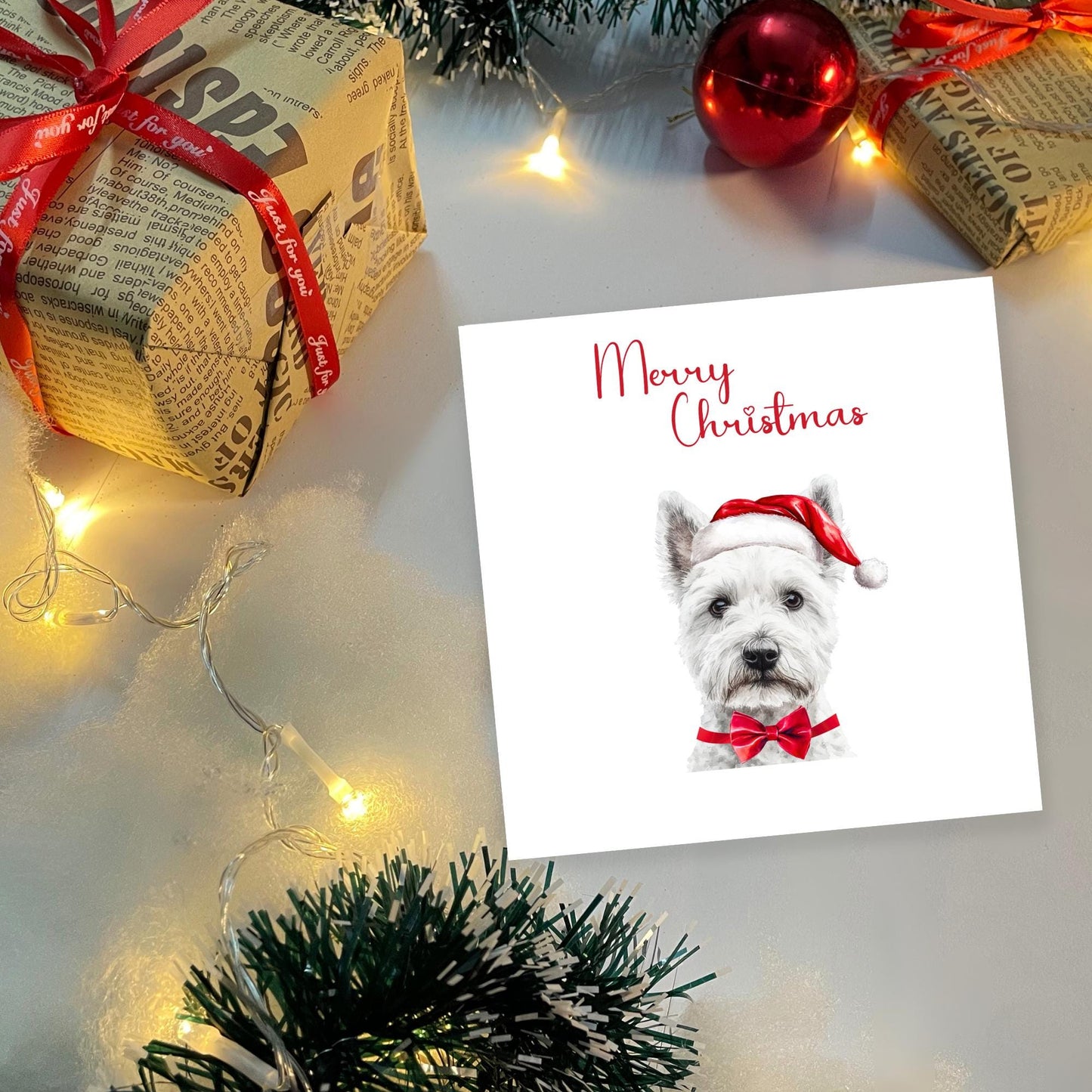 Dog Christmas Card – 51 Breeds, Blank Inside, 6" Square Greeting