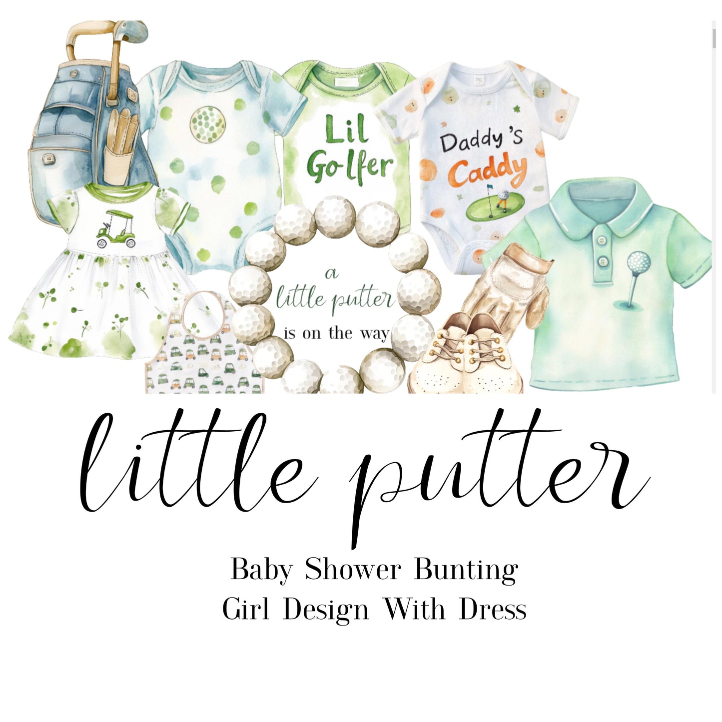 Little Putter Golf-Themed Baby Shower Bunting – Baby Clothes Garland