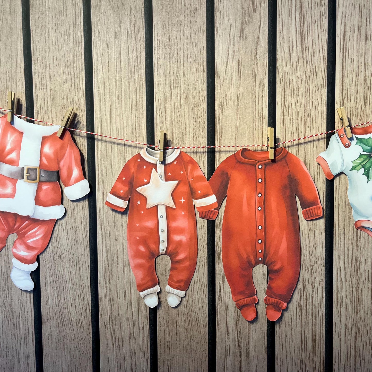 Christmas Baby Shower Bunting – Red & Green Baby Clothes Garland