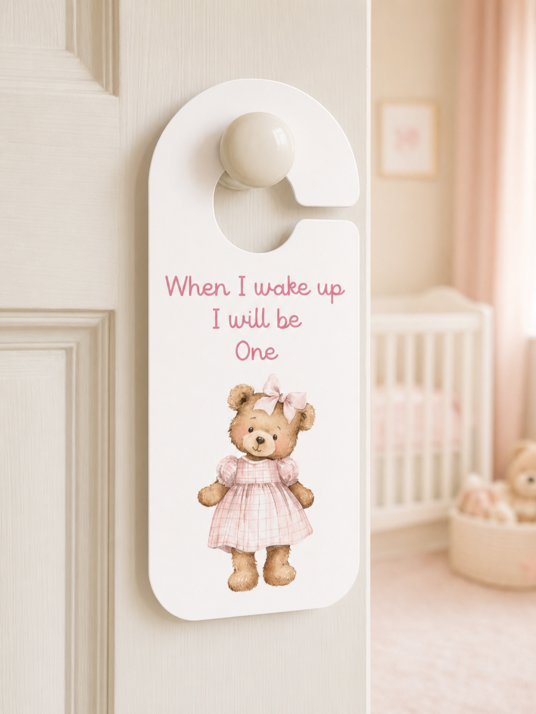 Personalised Teddy Bear First Birthday Bunting – Pink ONE Birthday Banner