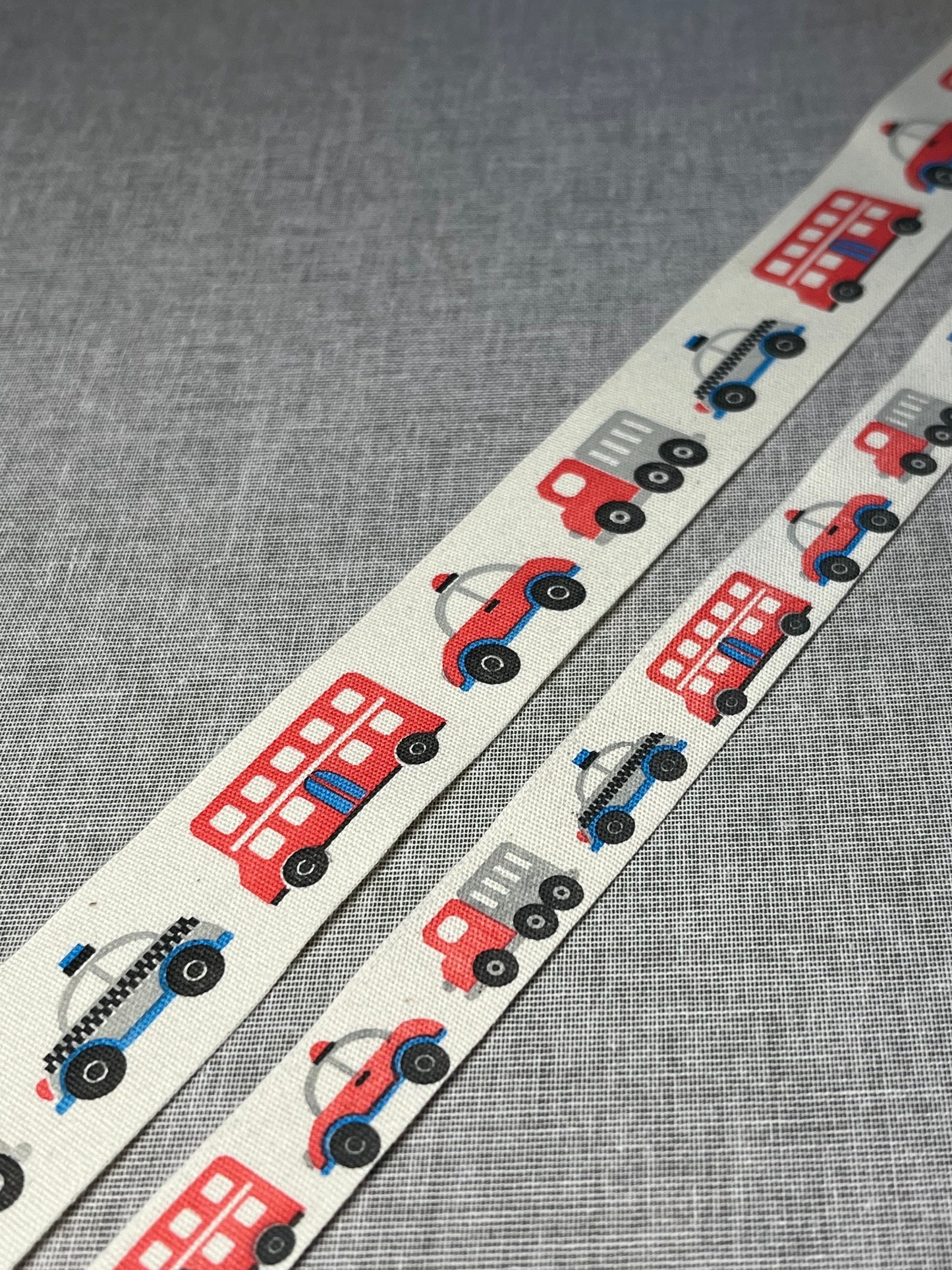 Transport Theme Ribbon, Cars Bus Truck Police Car Cotton Ribbon,  baby ribbon, boys ribbon, cake ribbon, craft ribbon,  25 mm or 15 mm wide