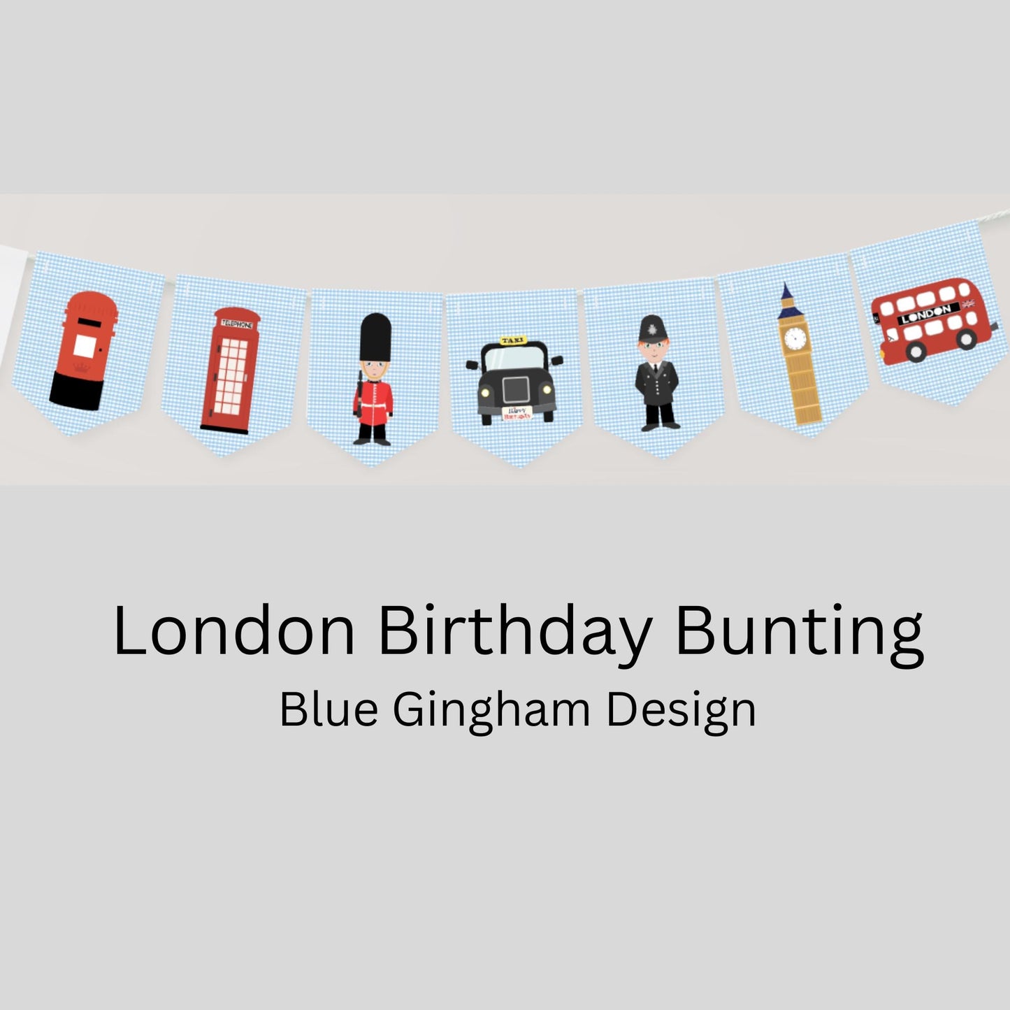 London Birthday Bunting – Red Bus, Soldier & British Icons