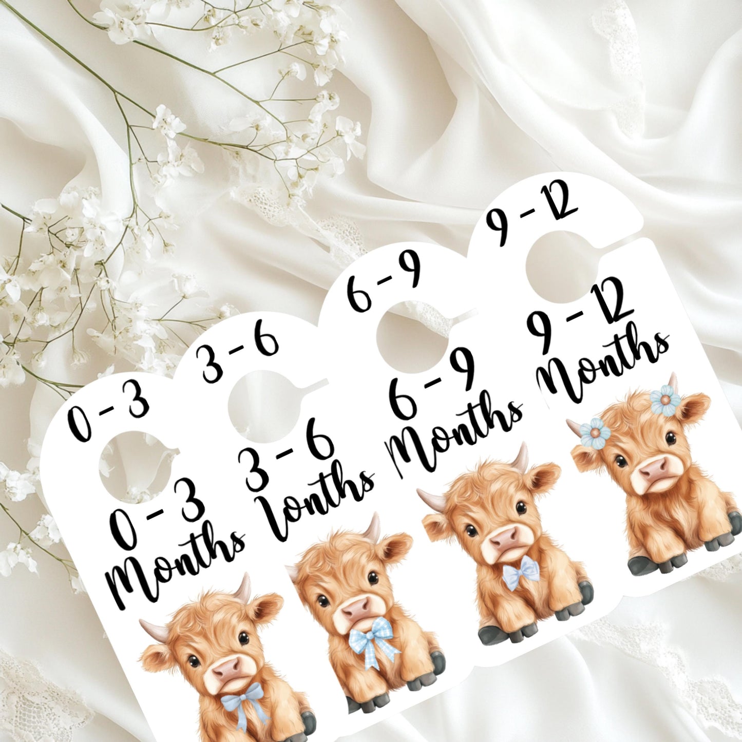 Highland Cow Baby Clothes Age Dividers – Nursery Wardrobe Organisers