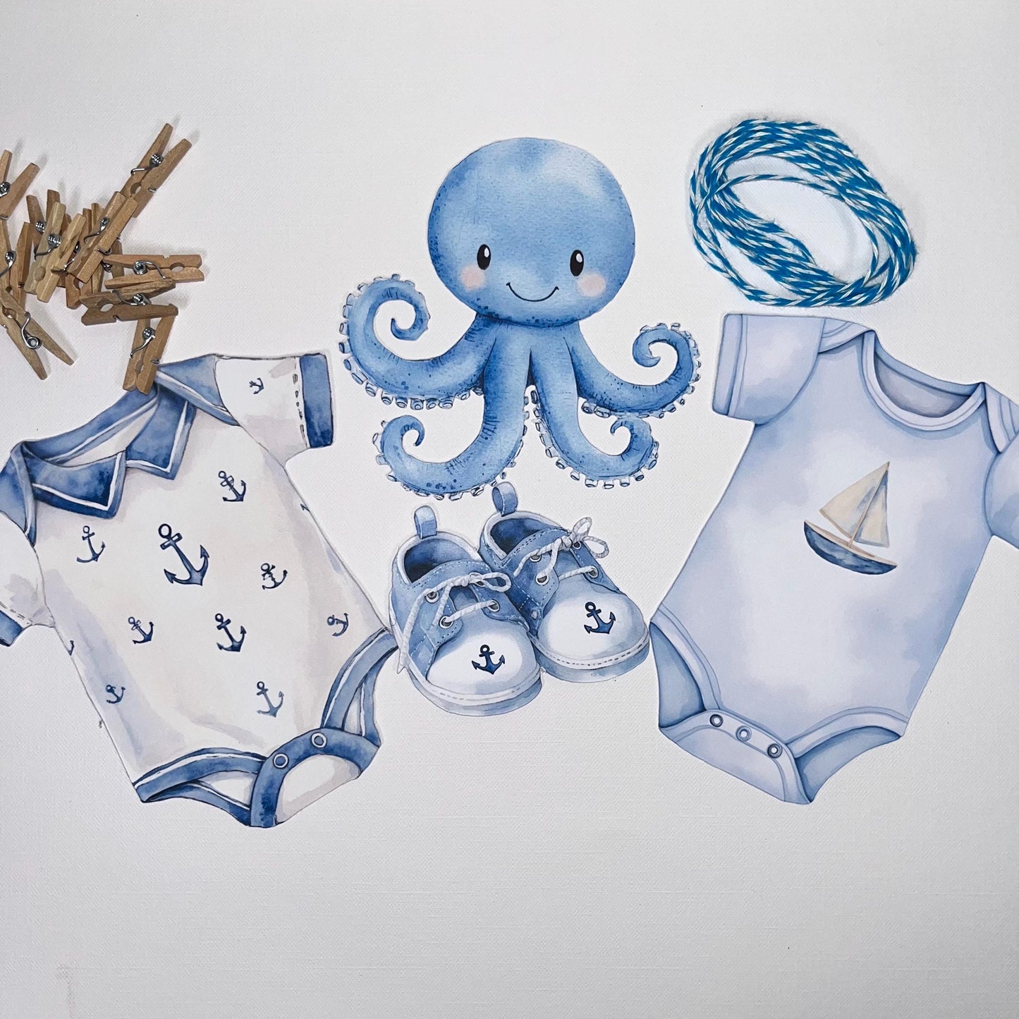 Nautical Baby Shower Bunting – Blue or Pink Baby Clothes Garland