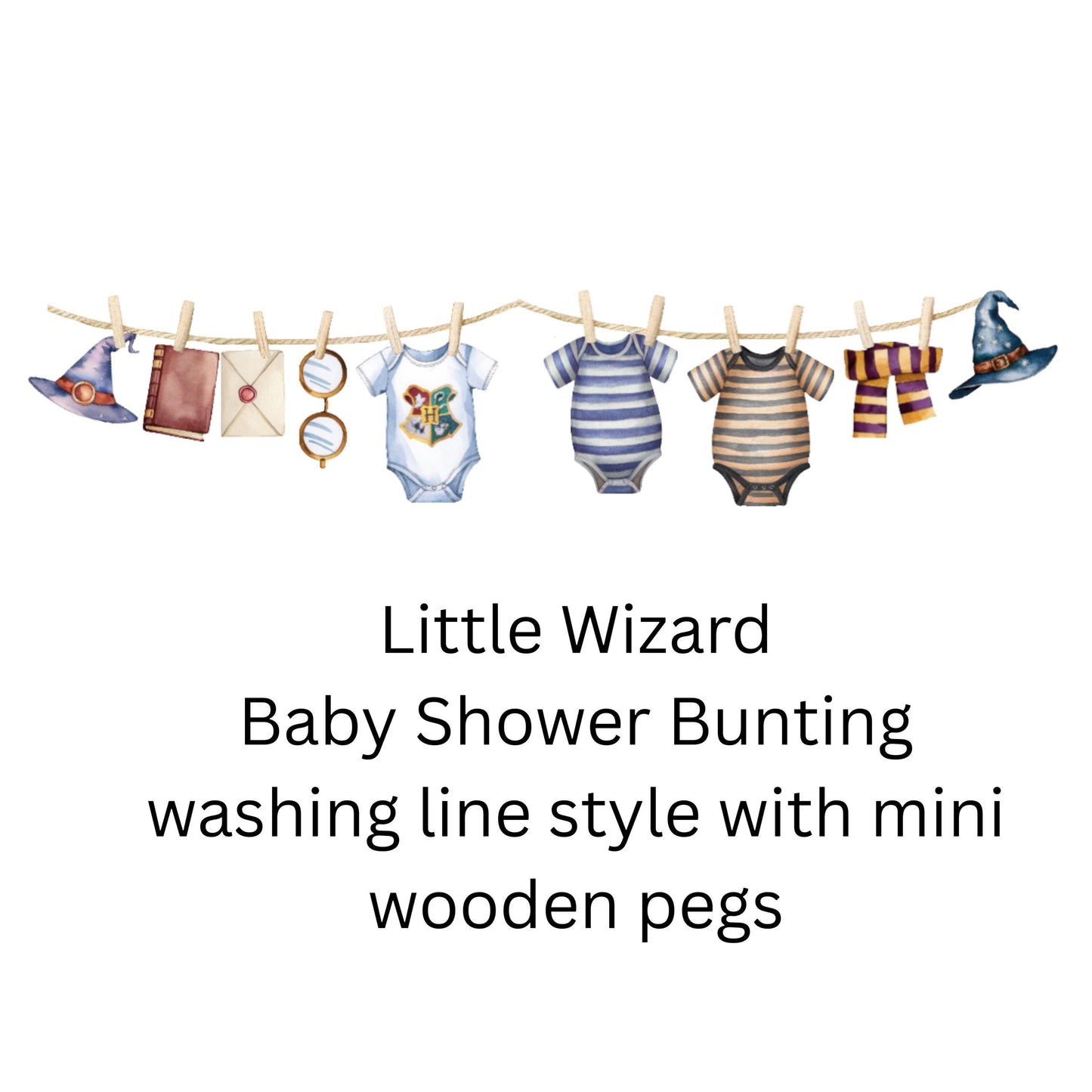 Baby Wizard Baby Shower Bunting – Magical Baby Clothes Garland