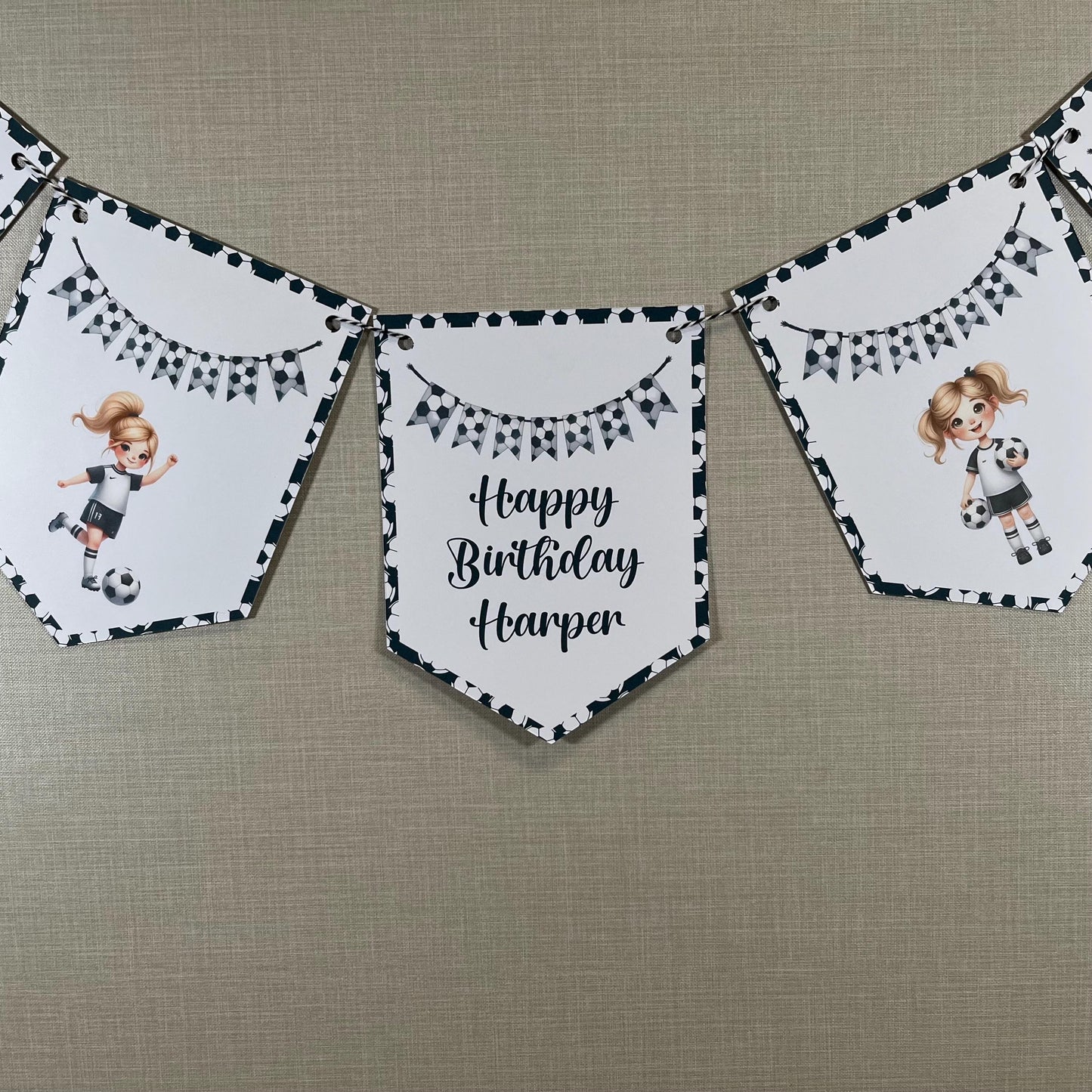 Football Themed Personalised Birthday Garland – Name & Player Party Bunting