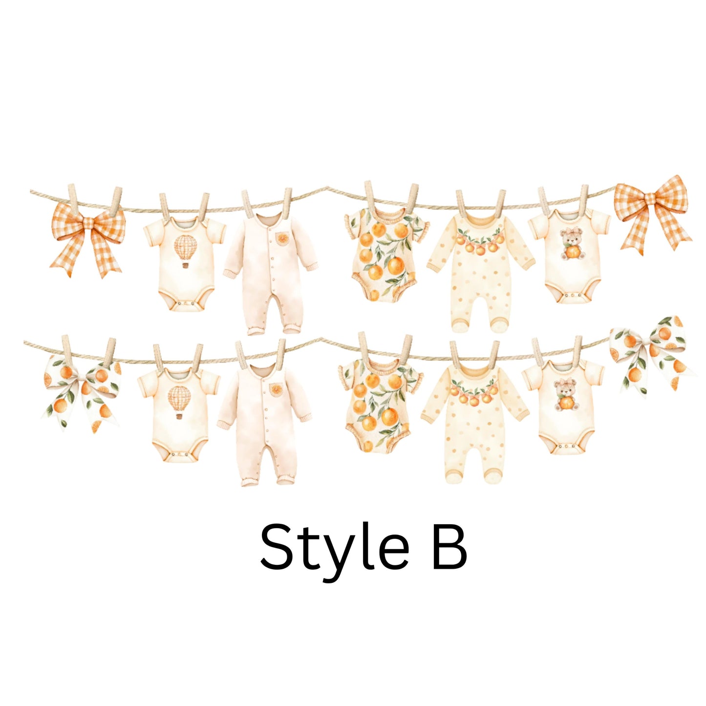 Summer Citrus Baby Shower Bunting – Orange & Gingham Baby Clothes Garland