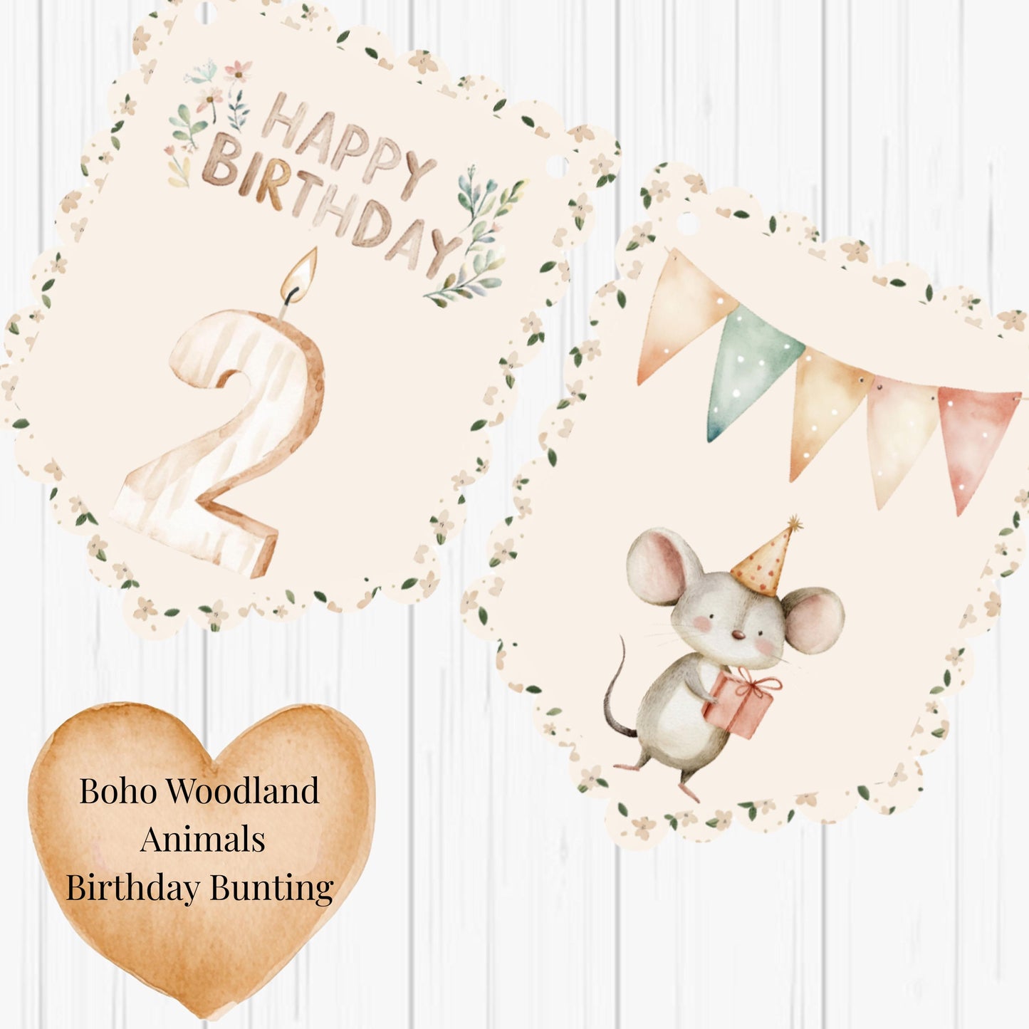 Happy Birthday Boho Woodland Animal Bunting – Woodland Party Banner