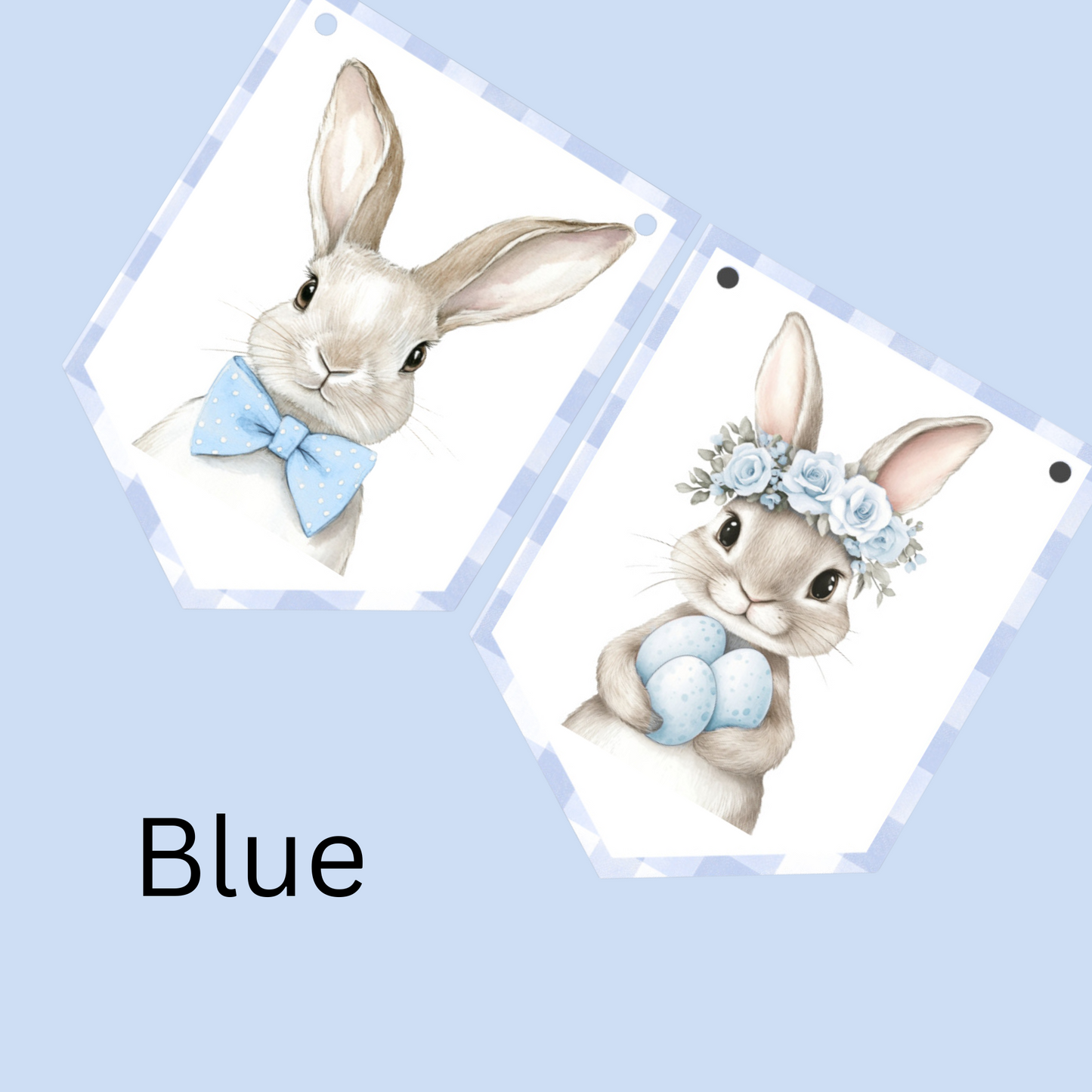Easter Bunny Bunting – Gingham Bunny Garland in Pink, Blue or Sage