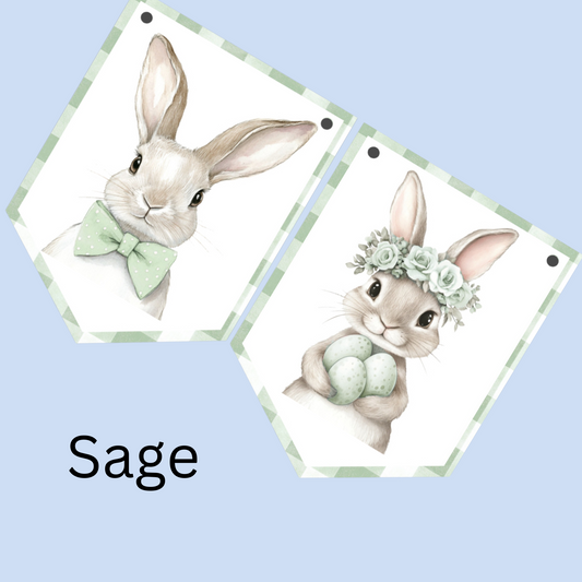 Easter Bunny Bunting – Gingham Bunny Garland in Pink, Blue or Sage