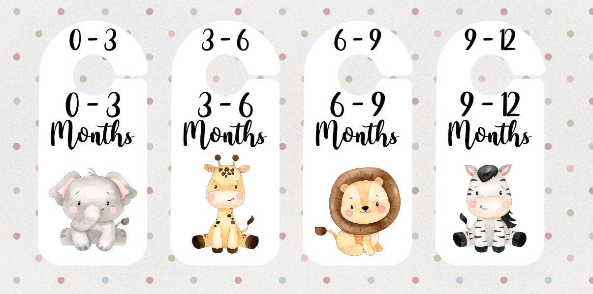 Safari Animal Baby Clothes Age Dividers – Nursery Wardrobe Organisers