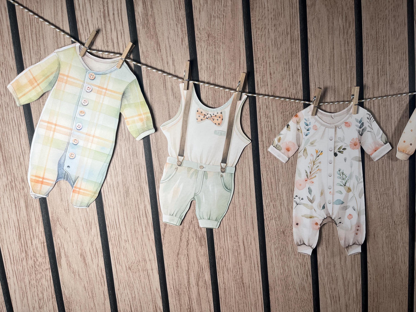 Pastel Baby Shower Bunting – Washing Line Style Baby Clothes Garland