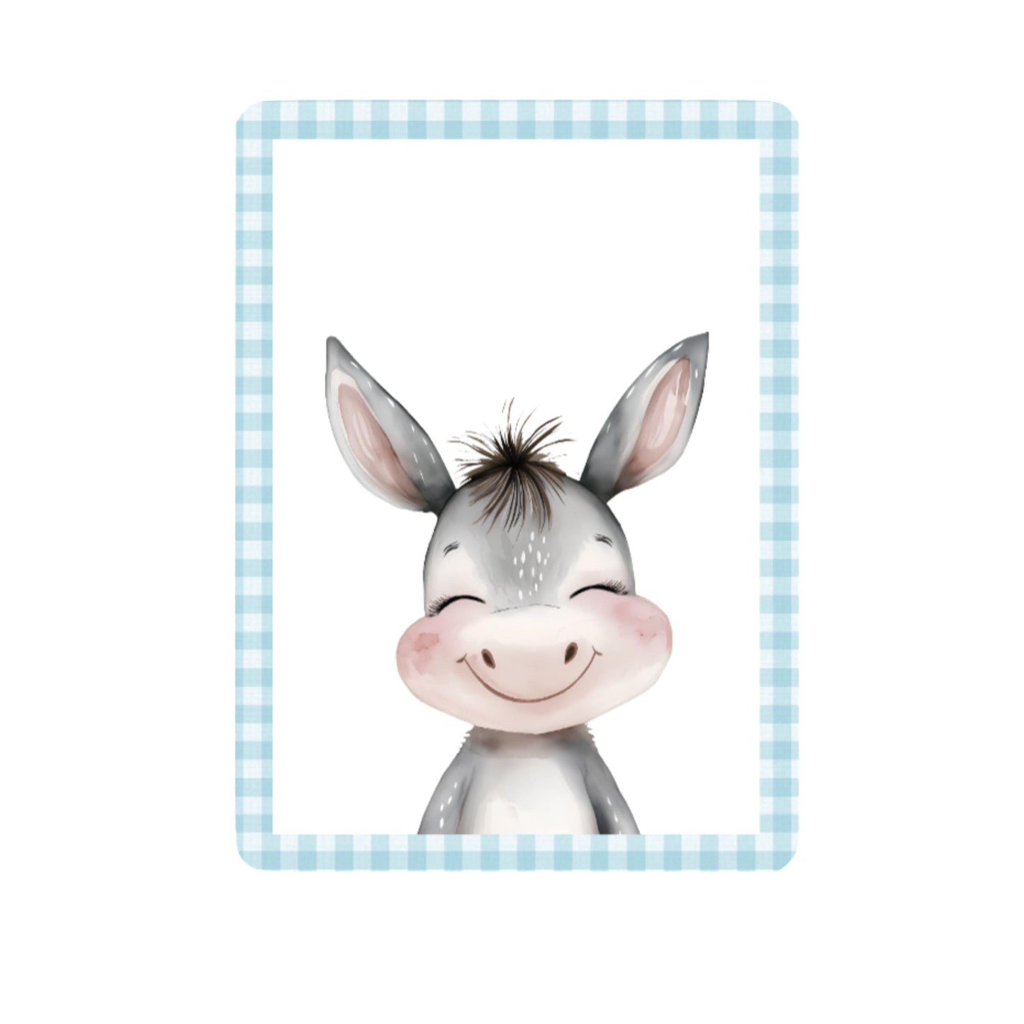 Farmyard Animal Portrait Bunting – Gingham Edge Party Garland – Pig, Cow, Lamb & Donkey