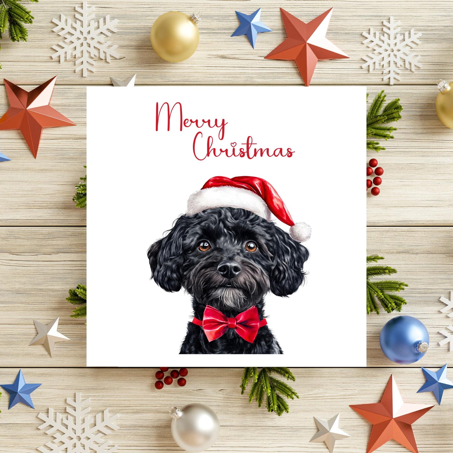 Dog Christmas Card – 51 Breeds, Blank Inside, 6" Square Greeting