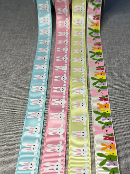 Cute Easter Bunny Ribbon by Bertie’s Bows – Grosgrain Ribbon for Crafts & Easter Decorations
