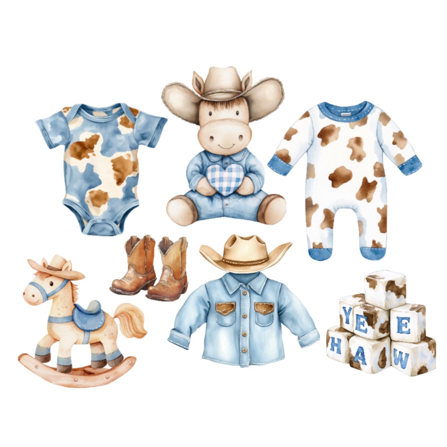 Western Cowboy & Cowgirl Baby Bunting – Blue or Pink Baby Clothes Garland