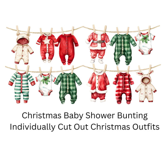 Christmas Baby Shower Bunting – Red & Green Baby Clothes Garland