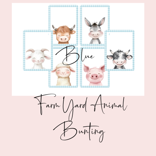 Farmyard Animal Portrait Bunting with Gingham Edge
