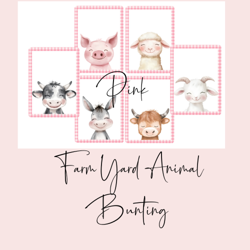 Farmyard Animal Portrait Bunting with Gingham Edge