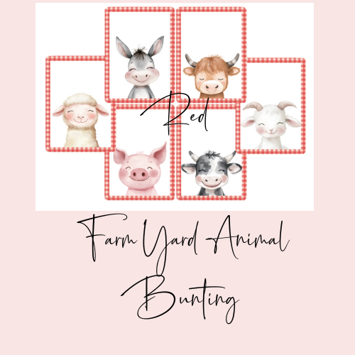 Farmyard Animal Portrait Bunting with Gingham Edge