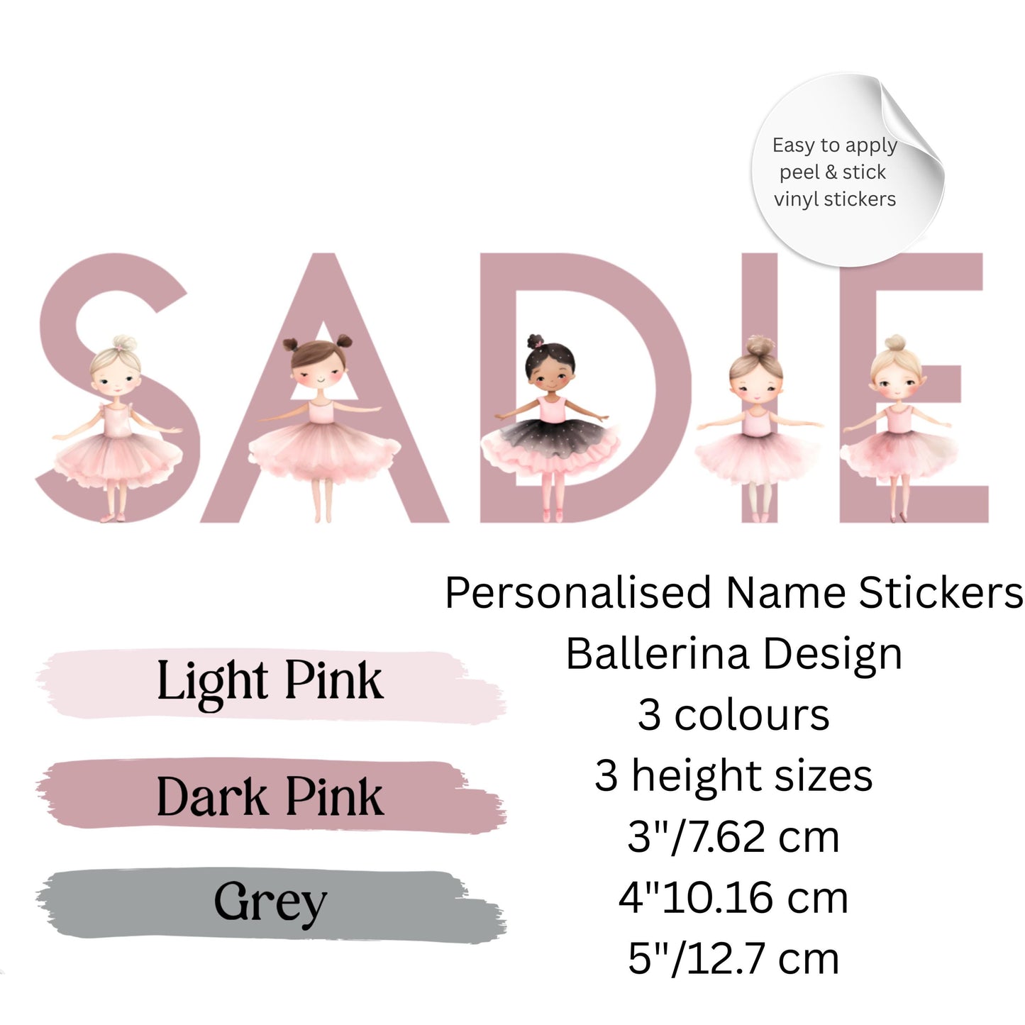 Personalised Ballerina Name Wall Sticker – Ballet Nursery Vinyl Decal for Girls Bedroom