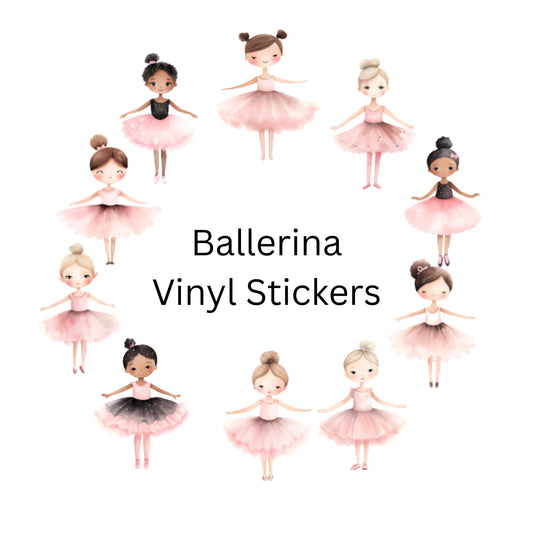 Pink Ballerina Vinyl Wall Stickers – Ballet Dancer Bedroom Décor – Set of 10